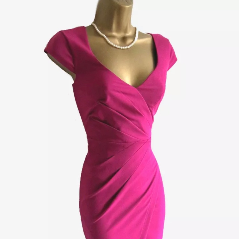 Lipsy Bodycon Wrap Bodycon Dress 12 Party Occasion Wedding Pink Fuchsia Wiggle